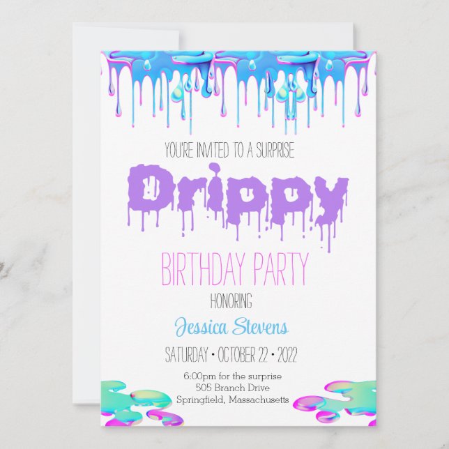 Invitación de cumpleaños de Drippy (Anverso)