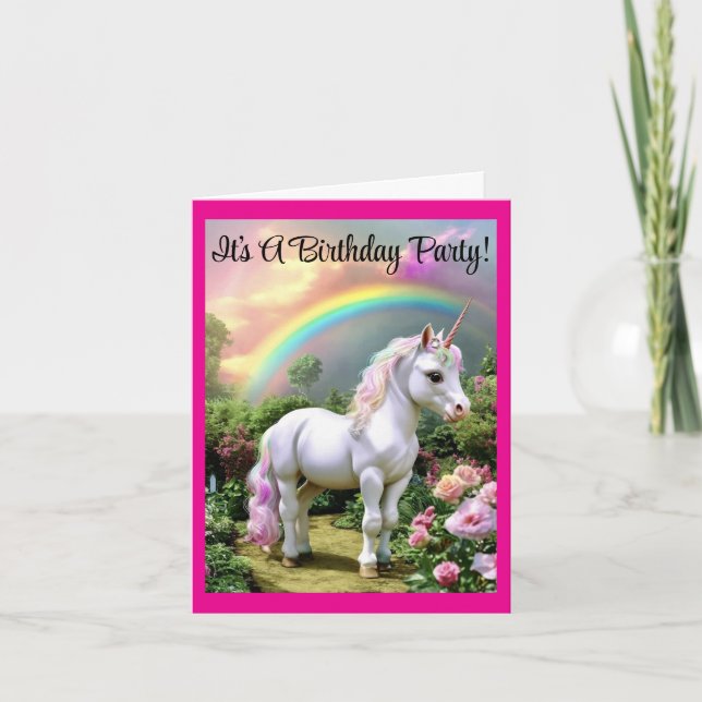 Invitación de cumpleaños de dulce unicornio (Anverso)