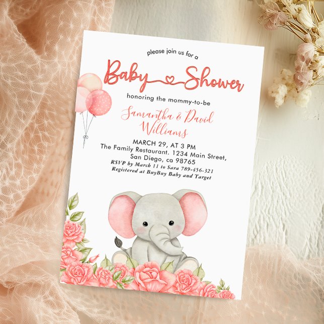 Invitación de Cumpleaños de Elefante Rosado Encant (Subido por el creador)