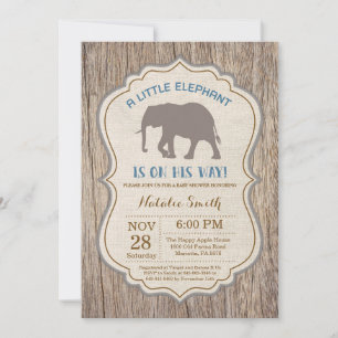 Invitación de Cumpleaños de Elefante Rústico para