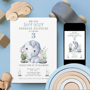 Invitación de cumpleaños de elefante tímido