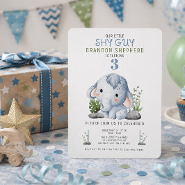 Invitación de cumpleaños de elefante tímido