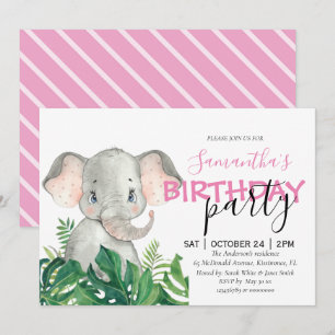 Invitación de cumpleaños de Elephant chica