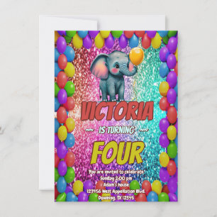 Invitación de cumpleaños de Elephant personalizado