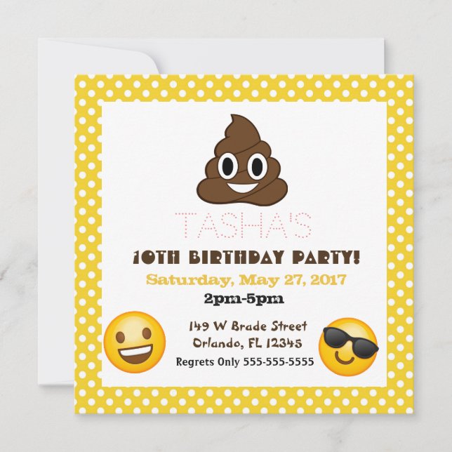 invitación de cumpleaños de Emoji (Anverso)