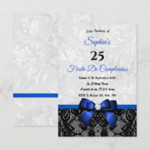 Invitación de cumpleaños de encaje y damasco