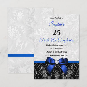 Invitación de cumpleaños de encaje y damasco