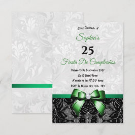 Invitación de cumpleaños de encaje y damasco