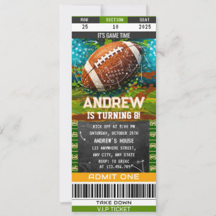 Invitación de cumpleaños de entrada de fútbol amer