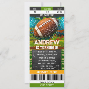 Invitación de cumpleaños de entrada de fútbol amer