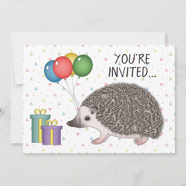 Invitación de cumpleaños de erizo pigmeo africano (Anverso)