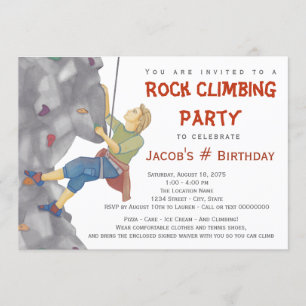 Invitación de cumpleaños de escalada en roca para