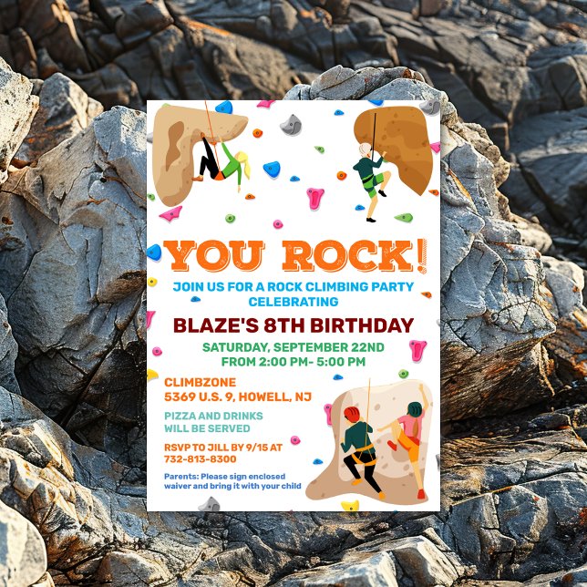 Invitación de cumpleaños de escalada en roca para  (Subido por el creador)
