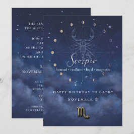 Invitación de cumpleaños de Escorpio Zodiaco