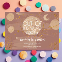 Invitación de cumpleaños de espacio fuera de este