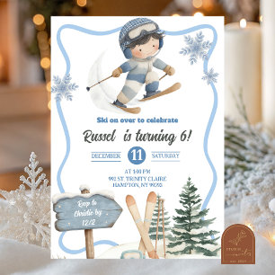 Invitación de cumpleaños de esquí para niños