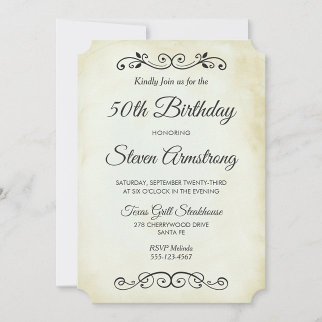 Invitación de cumpleaños de estilo occidental de a (Anverso)