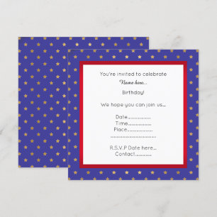 Invitación de cumpleaños de Estrella Azul y Oro