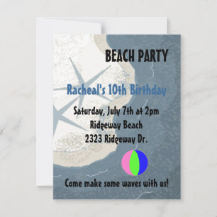 Invitación de cumpleaños de estrella de mar y play