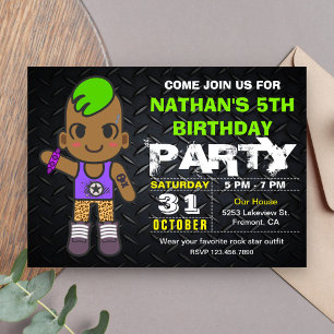Invitación de cumpleaños de estrella de rock neon