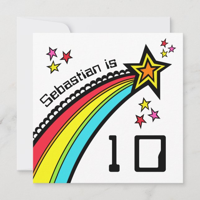 Invitación de cumpleaños de estrella de tiro perso (Anverso)