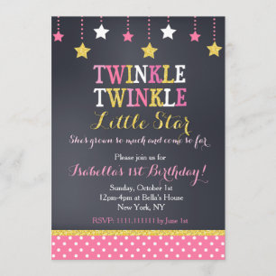 Invitación de cumpleaños de Estrella Pequeña Twink