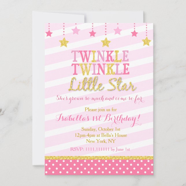 Invitación de cumpleaños de Estrella Pequeña Twink (Anverso)