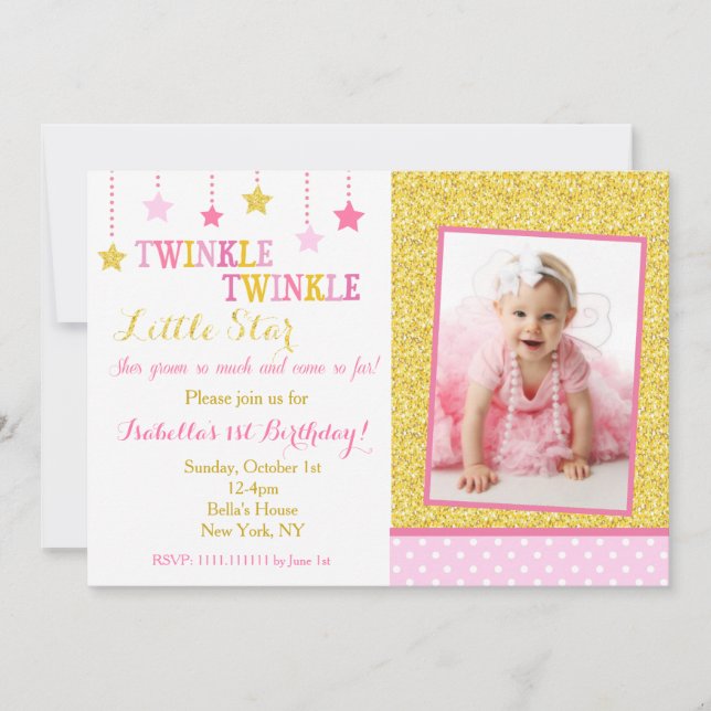 Invitación de cumpleaños de Estrella Twinkle (Anverso)