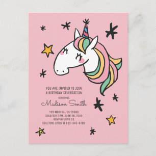 Invitación de cumpleaños de estrellas de unicornio