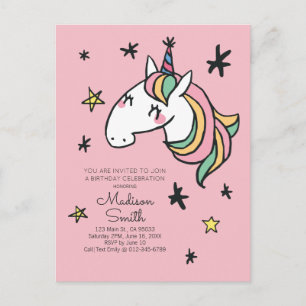 Invitación de cumpleaños de estrellas de unicornio