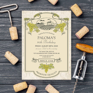 INVITACIÓN DE CUMPLEAÑOS DE ETIQUETA DE VINO PARA