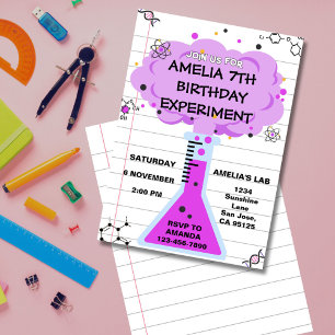 Invitación de cumpleaños de experimento científico