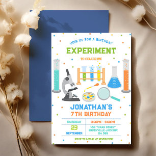 Invitación de cumpleaños de experimento de ciencia