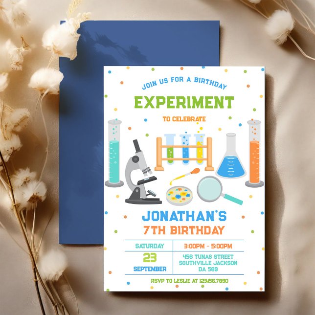 Invitación de cumpleaños de experimento de ciencia (Subido por el creador)
