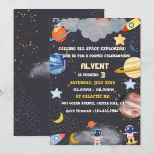 Invitación de cumpleaños de exploradores espaciale