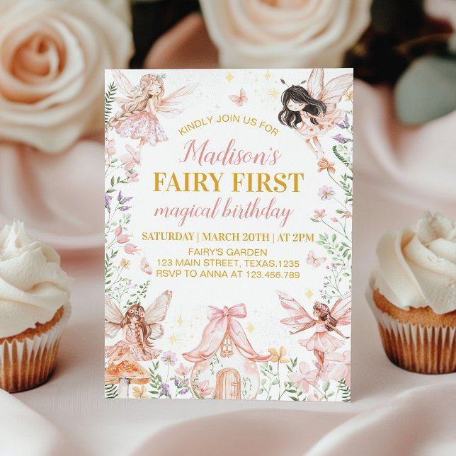 Invitación de cumpleaños de Fairy First Floral Gar (Subido por el creador)