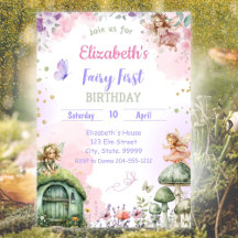 Invitación de cumpleaños de Fairy First Whimsical