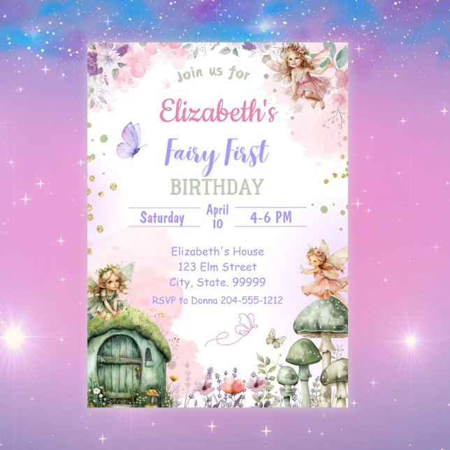 Invitación de cumpleaños de Fairy First Whimsical  (Subido por el creador)