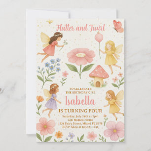 Invitación de cumpleaños de Fairy Garden editable