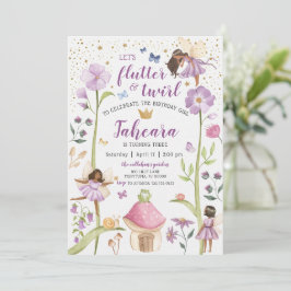 Invitación de cumpleaños de Fairy Garden encantada