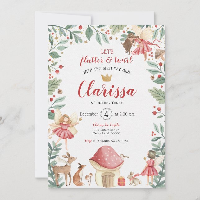 Invitación de cumpleaños de Fairy Garden encantada (Anverso)