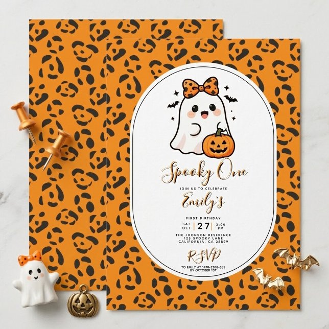 Invitación de cumpleaños de fantasma con estampado (Subido por el creador)
