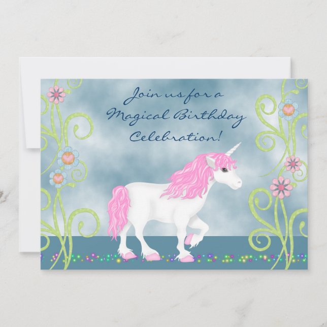 Invitación de cumpleaños de Fantasy Unicornio para (Anverso)