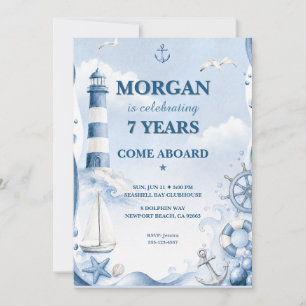 Invitación de cumpleaños de faro náutico