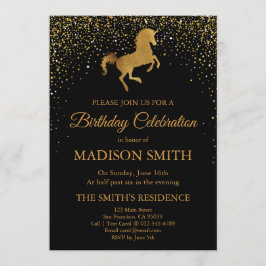Invitación de cumpleaños de Faux Gold Unicorn