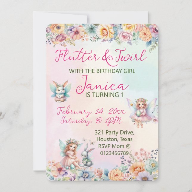 Invitación de cumpleaños de Feria Floral de Pascua (Anverso)