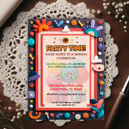 Invitación de cumpleaños de fieltro para niños col