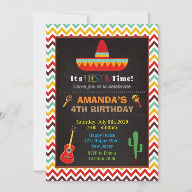 Invitación de cumpleaños de Fiesta (Anverso)