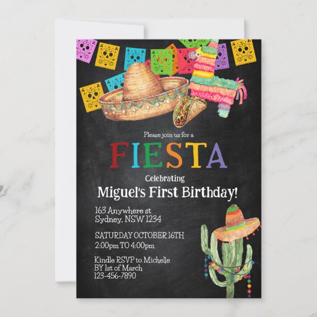 Invitación de cumpleaños de Fiesta (Anverso)
