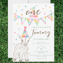 Invitación de cumpleaños de fiesta Animal | Goat &